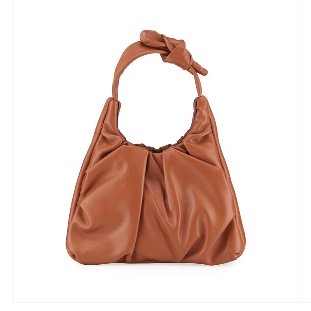 STAUD Cognac Knotted-Handle Shoulder Bag